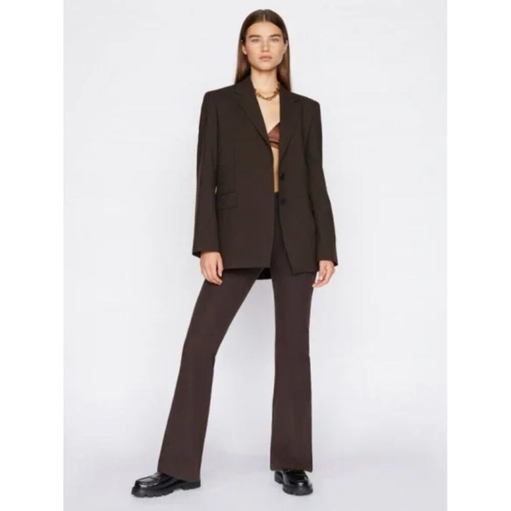 NWOT FRAME Le High Flare Trouser in Americano Chocolate Brown Sz 8 - Picture 1 of 14